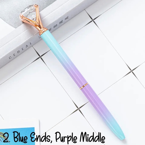 Cotton Candy, Gradient Color Diamond Pens, Medium Tip, Ball Point Pen, Set Of 4 - Picture 10 of 15